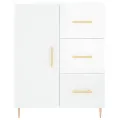 Buffet Blanc brillant 69,5x34x90 cm Bois d'ingénierie