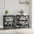Tables d'appoint 2 pcs Noir 40x42x50 cm Bois d’ingénierie