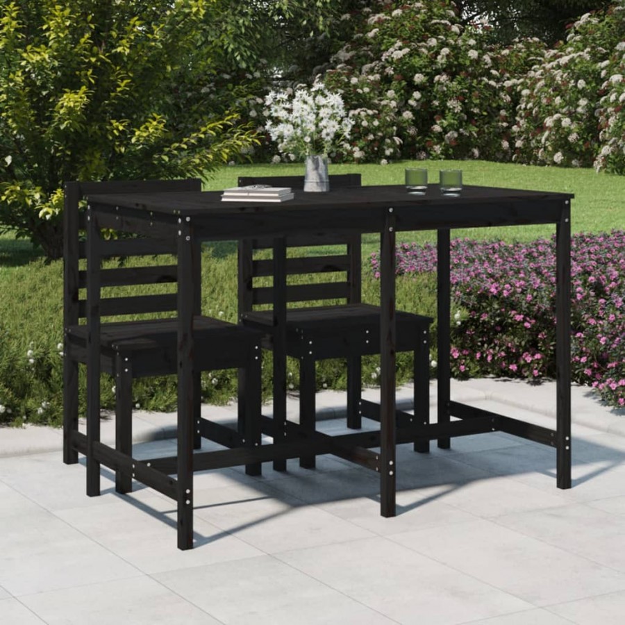 Table de jardin noir 159,5x82,5x110 cm bois massif de pin