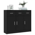 Buffet noir 91x28x75 cm bois d'ingénierie