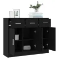 Buffet noir 91x28x75 cm bois d'ingénierie