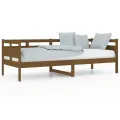 Lit de jour marron miel bois de pin massif 80x200 cm
