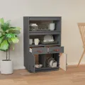 Buffet haut Gris 67x40x108,5 cm Bois massif de pin