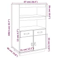 Buffet haut Gris 67x40x108,5 cm Bois massif de pin
