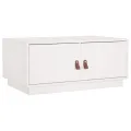Table basse Blanc 80x50x35 cm Bois massif de pin