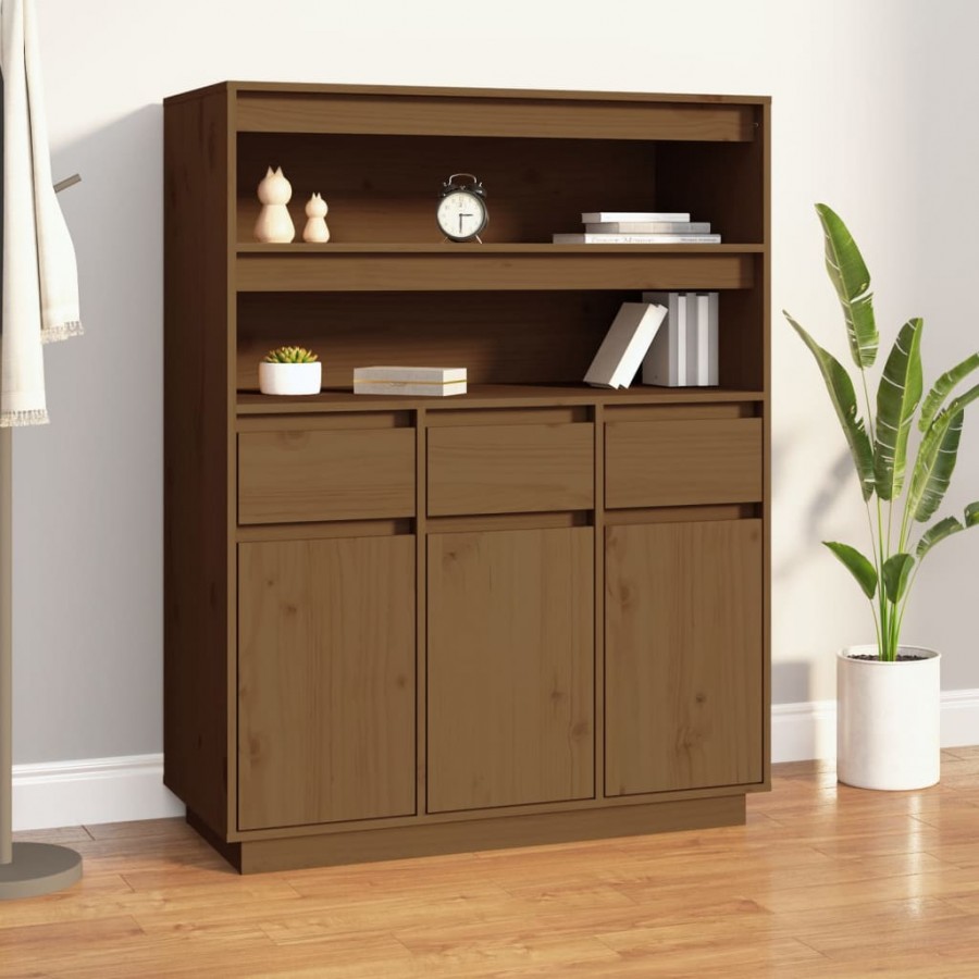 Buffet haut Marron miel 89x40x116,5 cm Bois massif de pin