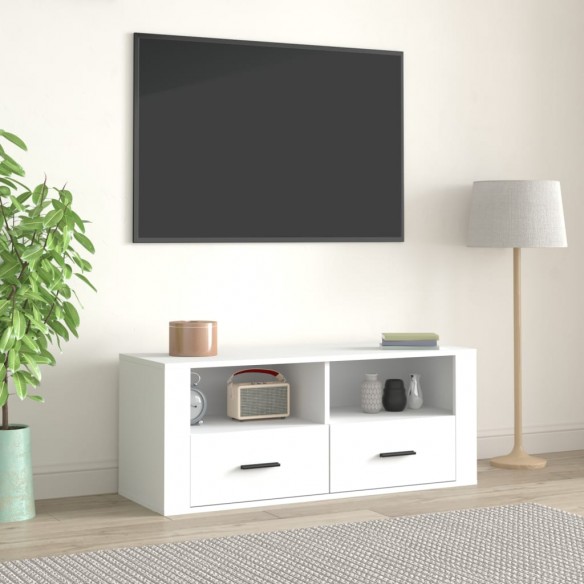 Meuble TV Blanc 100x35x40 cm Bois d'ingénierie