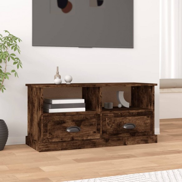 Meuble TV chêne fumé 93x35,5x45 cm bois d'ingénierie