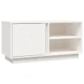 Meuble TV Blanc 80x35x40,5 cm Bois de pin massif