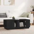 Table basse Noir 110x50x40 cm Bois massif de pin
