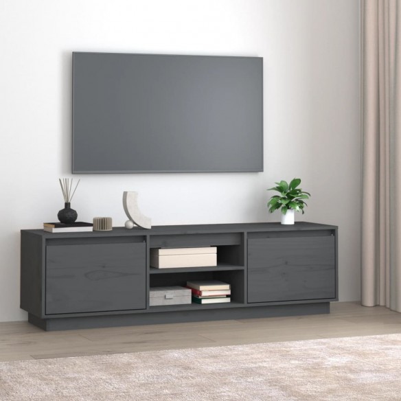 Meuble TV Gris 140x35x40 cm Bois de pin massif