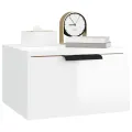 Table de chevet murale Blanc brillant 34x30x20 cm