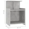 Tables de chevet 2 pcs Gris béton 40x35x60 cm Aggloméré