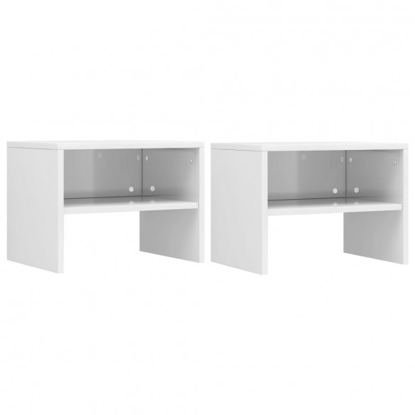 2 pcs Tables de chevet Blanc brillant 40 x 30 x 30 cm Aggloméré