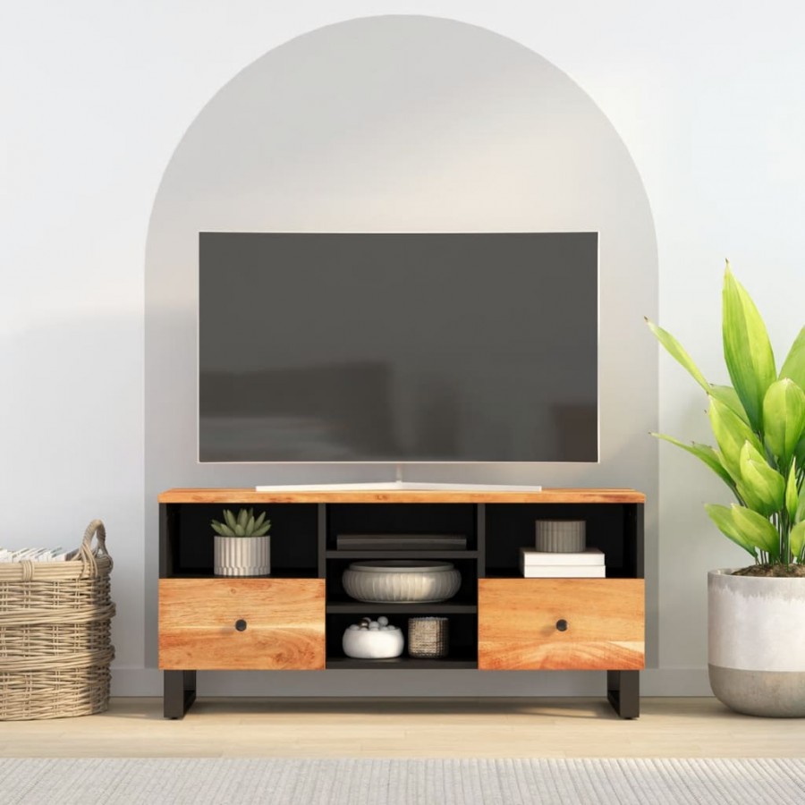 Meuble TV 100x33x46 cm bois d'acacia solide et d'ingénierie