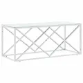 Table basse 110x45x45 cm acier inoxydable et verre