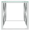 Table basse 110x45x45 cm acier inoxydable et verre