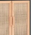 Buffet Noir 60x30x70 cm Bois de pin massif et rotin naturel