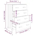 Buffet HAMAR Blanc 79x40x103,5 cm Bois massif de pin