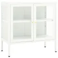 Buffet Blanc 70x35x70 cm Acier et verre