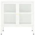Buffet Blanc 70x35x70 cm Acier et verre