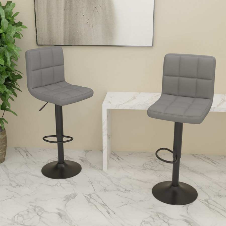 Tabourets de bar lot de 2 gris clair tissu