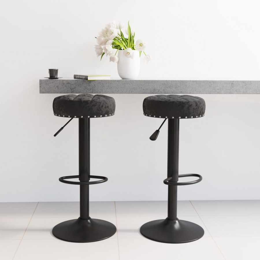 Tabourets de bar 2 pcs Noir Velours