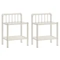 Tables de chevet 2 pcs Blanc et transparent Métal et verre