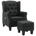 Fauteuil de massage avec repose-pied Gris foncé Tissu