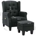 Fauteuil de massage avec repose-pied Gris foncé Tissu