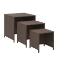 Tables gigognes 3 pcs marron résine tressée
