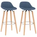 Tabourets de bar lot de 2 bleu tissu