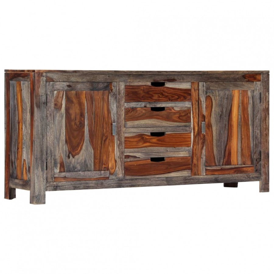 Buffet Gris 160 x 40 x 75 cm Bois de Sesham massif