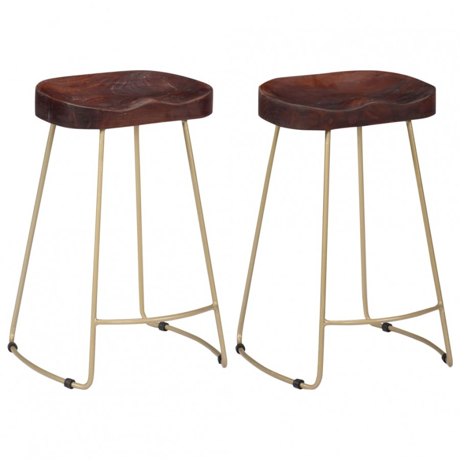 Tabourets de bar Gavin lot de 2 bois de manguier massif