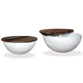 Table basse 2 pcs Bois de récupération massif blanc forme bol
