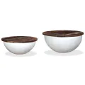 Table basse 2 pcs Bois de récupération massif blanc forme bol
