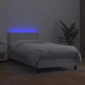 cadre de lit avec matelas et LED Blanc 90x200cm