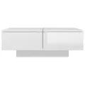 Table basse Blanc brillant 90x60x31 cm Aggloméré