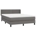 cadre de lit avec matelas Gris 140x190 cm Similicuir
