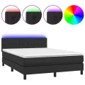 cadre de lit avec matelas et LED Noir 140x190cm