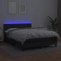 cadre de lit avec matelas et LED Noir 140x190cm
