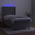 cadre de lit matelas et LED Gris clair 100x200 cm