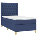 cadre de lit matelas et LED Bleu 90x190 cm Tissu