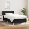 cadre de lit avec matelas Noir 90x200 cm Tissu