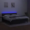 cadre de lit avec matelas LED Noir 160x200 cm Tissu