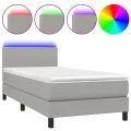cadre de lit avec matelas et LED Gris clair 80x200cm