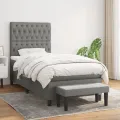 cadre de lit avec matelas Gris foncé 100x200cm Tissu