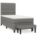 cadre de lit avec matelas Gris foncé 100x200cm Tissu