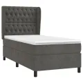 cadre de lit et matelas Gris foncé 80x200 cm Velours