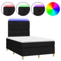 cadre de lit et matelas et LED Noir 120x200 cm Tissu